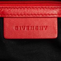 Pre Owned Givenchy Brown/Red Monogram Canvas and Leather Zip Hobo