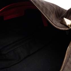Pre Owned Givenchy Brown/Red Monogram Canvas and Leather Zip Hobo