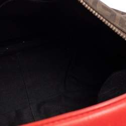 Pre Owned Givenchy Brown/Red Monogram Canvas and Leather Zip Hobo