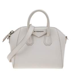 Pre Owned Givenchy White Leather Mini Antigona Satchel