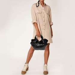 Pre Owned حقيبة كتف جيفنشي جلد نقشة التمساح أسود 