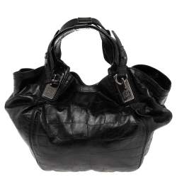 Pre Owned حقيبة كتف جيفنشي جلد نقشة التمساح أسود 