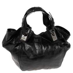 Pre Owned حقيبة كتف جيفنشي جلد نقشة التمساح أسود 