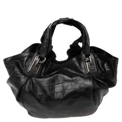 Pre Owned حقيبة كتف جيفنشي جلد نقشة التمساح أسود 