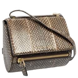 Pre Owned حقيبة كروس جيفنشي باندورا بوكس جلد ثعبان بيج/بني 