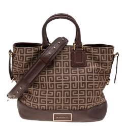 Pre Owned حقيبة كتف جيفنشي جلد وكانفاس بني مونوغرامي