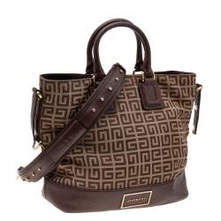 Pre Owned حقيبة كتف جيفنشي جلد وكانفاس بني مونوغرامي