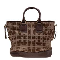 Pre Owned حقيبة كتف جيفنشي جلد وكانفاس بني مونوغرامي