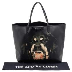 Pre Owned Givenchy Black Leather Rottweiler Antigona Large Tote
