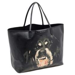 Pre Owned Givenchy Black Leather Rottweiler Antigona Large Tote
