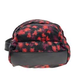 Givenchy Black/Red Floral Print Nylon And Leather Backpack