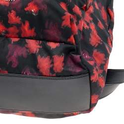 Givenchy Black/Red Floral Print Nylon And Leather Backpack