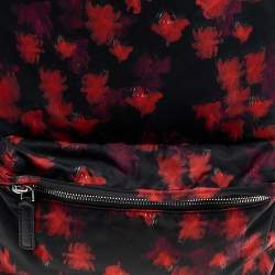 Givenchy Black/Red Floral Print Nylon And Leather Backpack