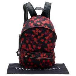 Givenchy Black/Red Floral Print Nylon And Leather Backpack