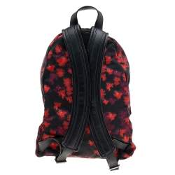 Givenchy Black/Red Floral Print Nylon And Leather Backpack