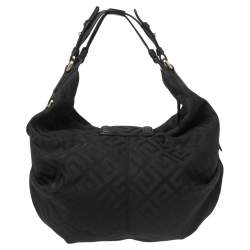 Pre Owned Givenchy Black Monogram Canvas And Leather Hobo