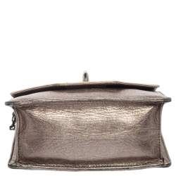 Pre Owned Givenchy Metallic Grey/Gold Leather Shark Tooth Chain Shoulder Bag 