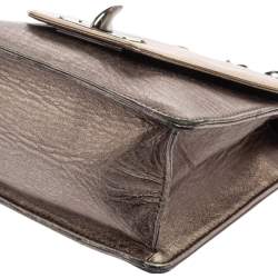 Pre Owned Givenchy Metallic Grey/Gold Leather Shark Tooth Chain Shoulder Bag 