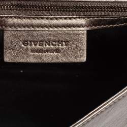 Pre Owned Givenchy Metallic Grey/Gold Leather Shark Tooth Chain Shoulder Bag 