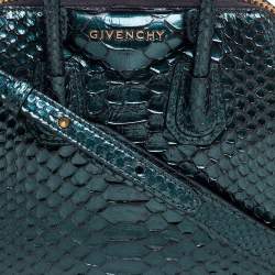 Pre Owned حقيبة ساتشل جيفنشي انتيغونا جلد ثعبان أخضر زمردي صغيرة