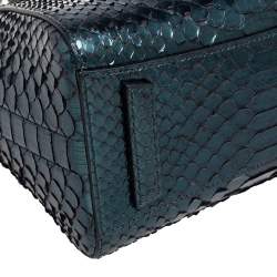 Pre Owned حقيبة ساتشل جيفنشي انتيغونا جلد ثعبان أخضر زمردي صغيرة