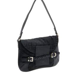 Givenchy Black Monogram Canvas And Leather Flap Shoulder Bag