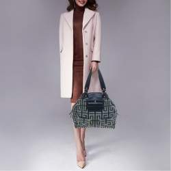 مملوكة مسبقًا Givenchy Blue Monogram Denim and Leather Hobo