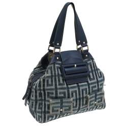 مملوكة مسبقًا Givenchy Blue Monogram Denim and Leather Hobo