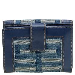 Pre Owned محفظة جيفنشي دينم أزرق مونوغرامي وجلد بقلاب