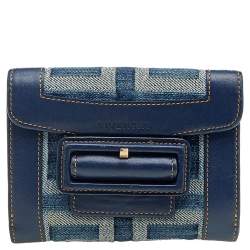 Pre Owned محفظة جيفنشي دينم أزرق مونوغرامي وجلد بقلاب