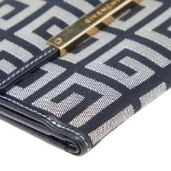 Pre Owned Givenchy Grey/Black Monogram Canvas Compact Wallet