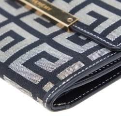Pre Owned Givenchy Grey/Black Monogram Canvas Compact Wallet