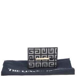 Pre Owned Givenchy Grey/Black Monogram Canvas Compact Wallet