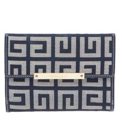 Pre Owned Givenchy Grey/Black Monogram Canvas Compact Wallet