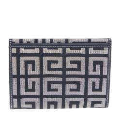 Pre Owned Givenchy Grey/Black Monogram Canvas Compact Wallet