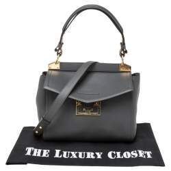Pre Owned Givenchy Grey Leather Small Mystic Foldover Top Handle Bag