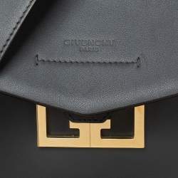 Pre Owned Givenchy Grey Leather Small Mystic Foldover Top Handle Bag