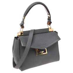 Pre Owned Givenchy Grey Leather Small Mystic Foldover Top Handle Bag