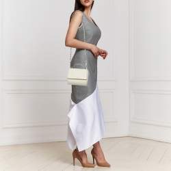 Pre Owned Givenchy Ivory White Leather Mini Pandora Box Crossbody Bag