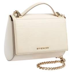 Pre Owned Givenchy Ivory White Leather Mini Pandora Box Crossbody Bag