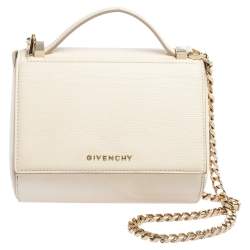Pre Owned Givenchy Ivory White Leather Mini Pandora Box Crossbody Bag