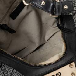 Pre Owned Givenchy Black Monogram Canvas and Leather Logo Plaque Hobo