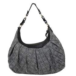 Pre Owned Givenchy Black Monogram Canvas and Leather Logo Plaque Hobo