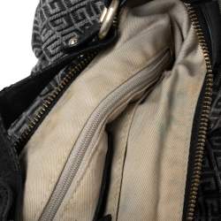 Pre Owned Givenchy Black Monogram Canvas and Leather Logo Plaque Hobo