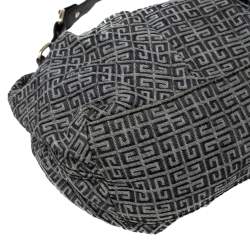 Pre Owned Givenchy Black Monogram Canvas and Leather Logo Plaque Hobo