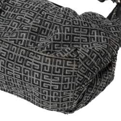 Pre Owned Givenchy Black Monogram Canvas and Leather Logo Plaque Hobo