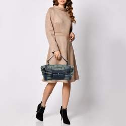 Pre Owned حقيبة جيفنشي جلد ودنيم أبيض/أزرق يد علوية