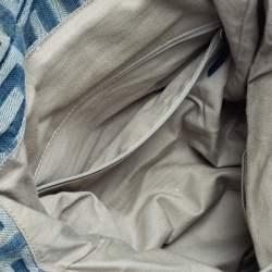 Pre Owned حقيبة جيفنشي جلد ودنيم أبيض/أزرق يد علوية