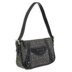 Pre Owned Givenchy Black Monogram Canvas And Leather Shoulder Bag