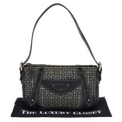 Pre Owned Givenchy Black Monogram Canvas And Leather Shoulder Bag
